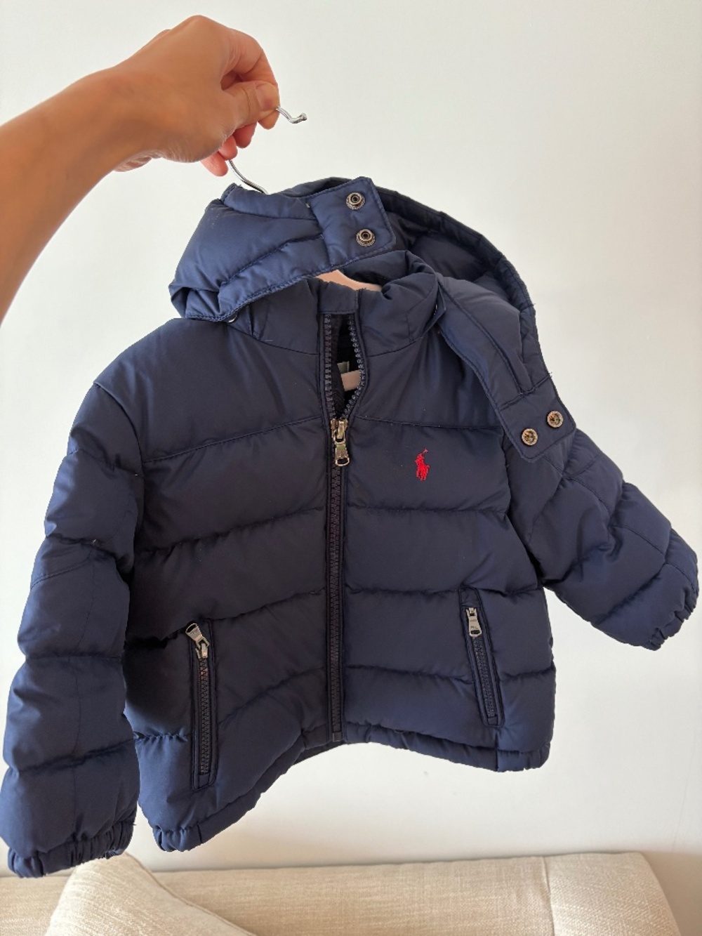 Polo Ralph Lauren The Gorham Down Hooded Jacket Size 12 Months Navy retails $155